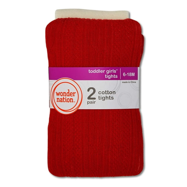 Girls Cotton Knit Tights Pack of 2